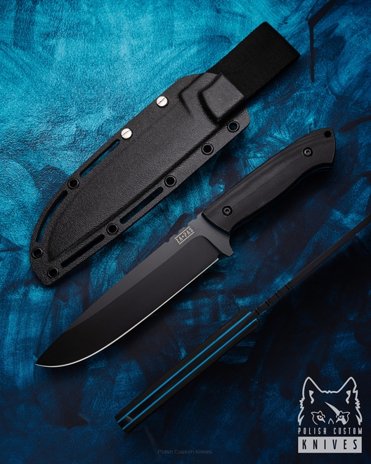 LARGE SURVIVAL BUSHCRAFT KNIFE EXPENDABLE 2 NMV G10 BLACK BLUE CERAKOTE ZA-PAS