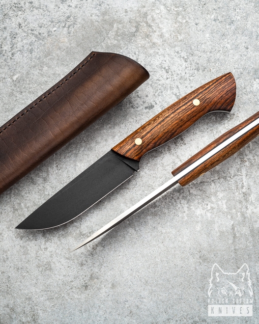 HUNTING KNIFE HUNTER V2 V2 LAURO PRETO, BRASS PINS, BROWN LEATHER ML TD