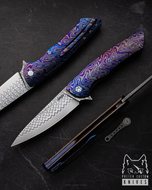 FOLDING KNIFE FOLDER SLIM 10 BLACK TIMASCUS DAMACORE HERMAN
