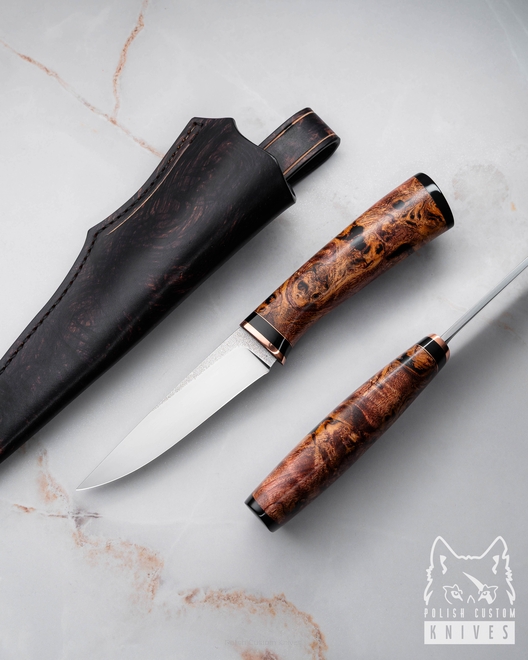 HUNTING KNIFE EDC OLSZAK 1 K110 ALDER BURL GARUCHI KNIVES