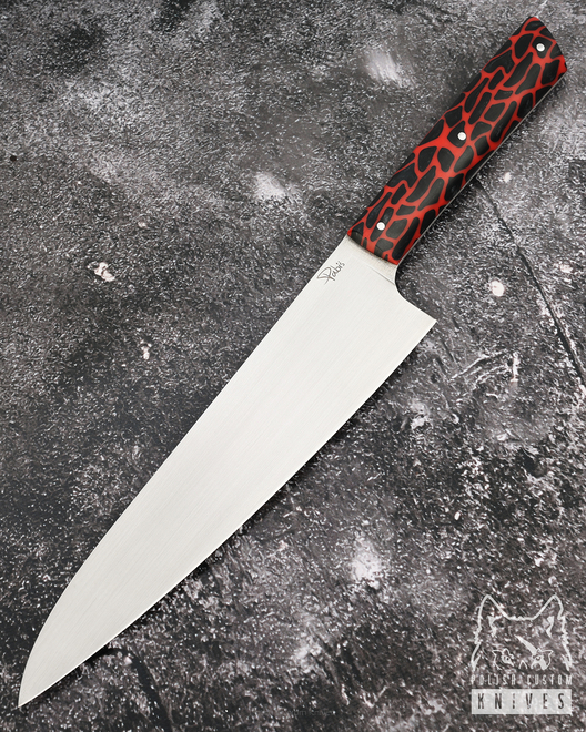 KITCHEN KNIFE CHEF 210 59 ELMAX RED RESIN AND CARBON ANTCARTA PABIŚ KNIVES
