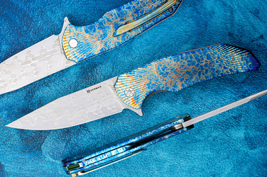 FOLDING KNIFE FOLDER DRAGONFLY #0578 NICHOLS DAMASCUS ENTROPY HALF DRESS HERMAN KNIVES
