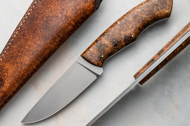 SURVIVAL HUNTING KNIFE POGWIZD HUNTER 24 K110 D2 MAPLE BURL SIMON'S
