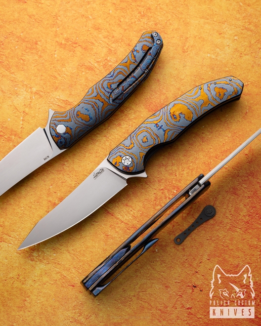 FOLDING KNIFE FOLDER ISHTAR 4 BLACK TIMASCUS M398 FULL DRESS HERMAN KNIVES