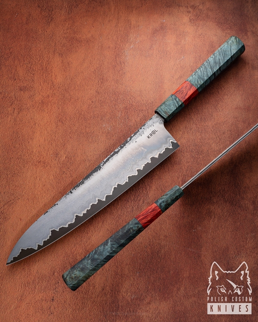 KITCHEN KNIFE GYUTO CHEF GO MAI 1 AOGAMI BLUE 2 KRÓL