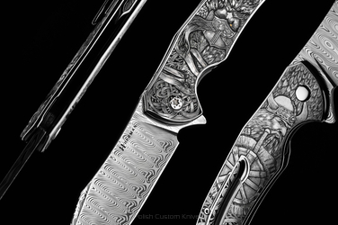 FOLDING KNIFE FOLDER MANTIS 1 OF 1 "ODIN" ENGRAVED BY MONIKA KALLA ( C0004 ) HERMAN KNIVES