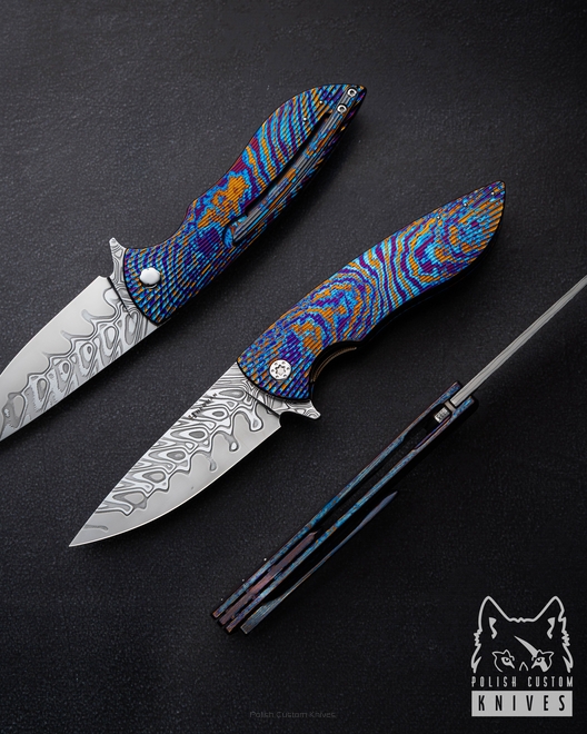 FOLDING KNIFE FOLDER STING #0895 DAMACORE TIMASCUS FULL DRESS HERMAN KNIVES