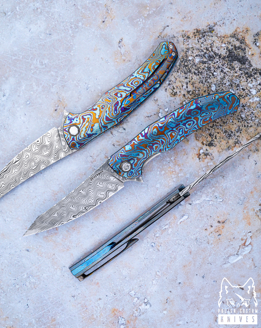 FOLDING KNIFE FOLDER ISHTAR 646 DAMASTEEL TIMASCUS FULL DRESS HERMAN KNIVES