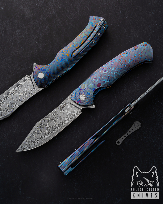 FOLDING KNIFE FOLDER MANTIS 2 BLACK TIMASCUS DAMASTEEL HERMAN