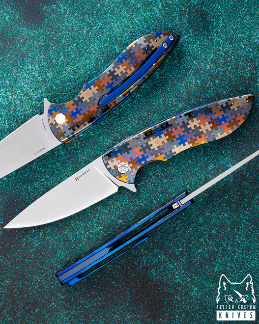 FOLDING KNIFE FOLDER STING #0845 MAGNACUT PUZZLE HERMAN KNIVES