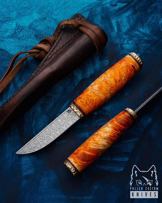 HUNTING KNIFE PUUKKO HUNTER 2 DAMASCUS TS CUSTOM KNIVES