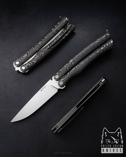 FOLDING KNIFE FOLDER MORPHO #0010 M390 NEBULA RIPPLE HERMAN KNIVES