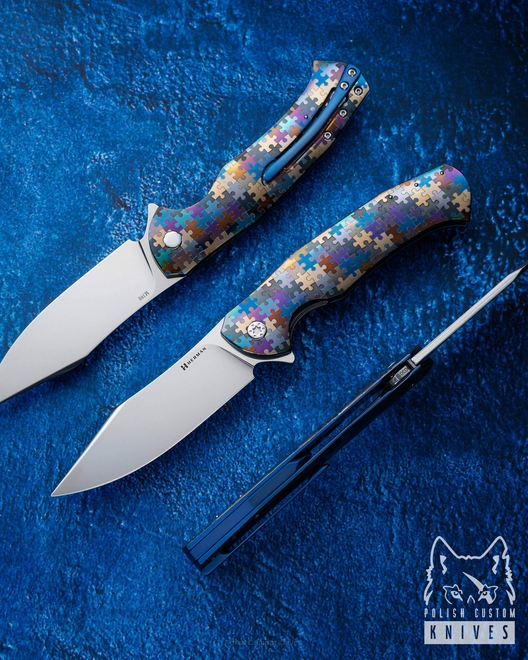 FOLDING KNIFE FOLDER MANTIS #0301 M390 PUZZLE HERMAN KNIVES