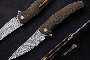 FOLIDNG KNIFE FOLDER ISHTAR 258 DAMASTEEL HALF DRESS HERMAN KNIVES