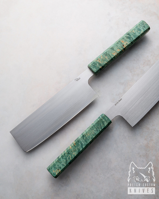 KITCHEN KNIFE NAKIRI 160 9  STABILIZED MAPLE PABIŚ KNIVES