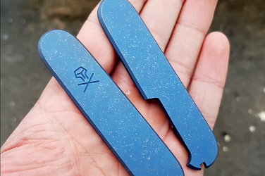 Scales for 91mm Victorinox SAK "Neo Jolly Roger" Blue Badlands Finish