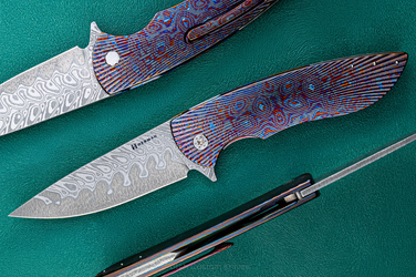 FOLDING KNIFE FOLDER BIG STING #0061 DAMACORE BLACK TIMASCUS FULL DRESS HERMAN KNIVES