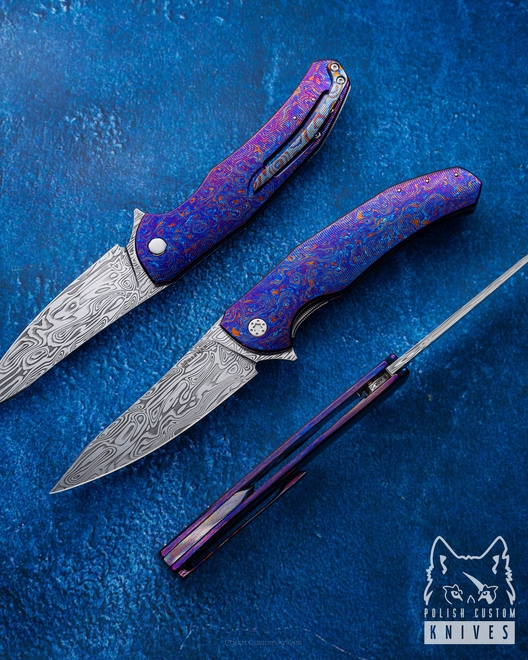 FOLDING KNIFE FOLDER ISHTAR 668 DAMASTEEL TIMASCUS FULL DRESS HERMAN KNIVES