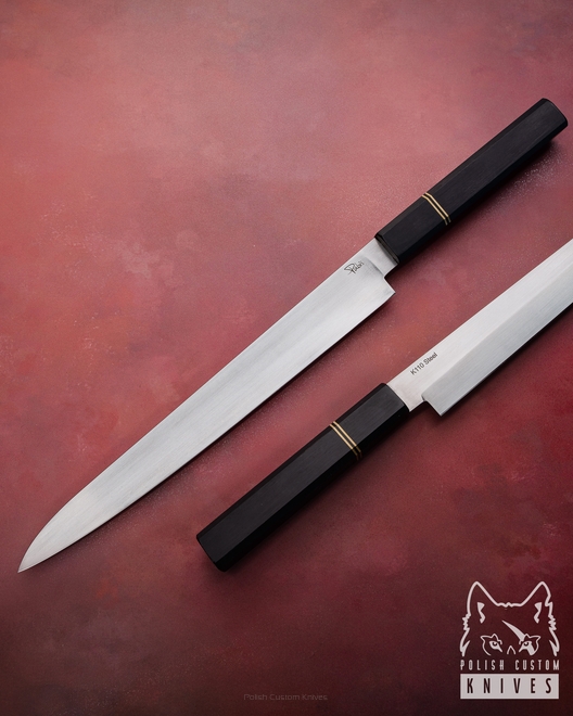 KITCHEN KNIFE YANAGIBA 270 RIGHT HANDED 7 K110 OCTAGON BLACK HORNBEAM PABIS