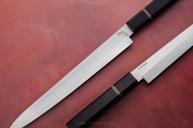 KITCHEN KNIFE YANAGIBA 270 RIGHT HANDED 7 K110 OCTAGON BLACK HORNBEAM PABIS