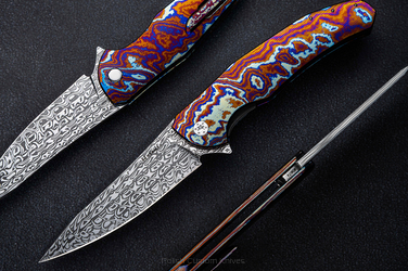 FOLDING KNIFE FOLDER ISHTAR #0674 TIMASCUS DAMASTEEL FULL DRESS HERMAN KNIVES