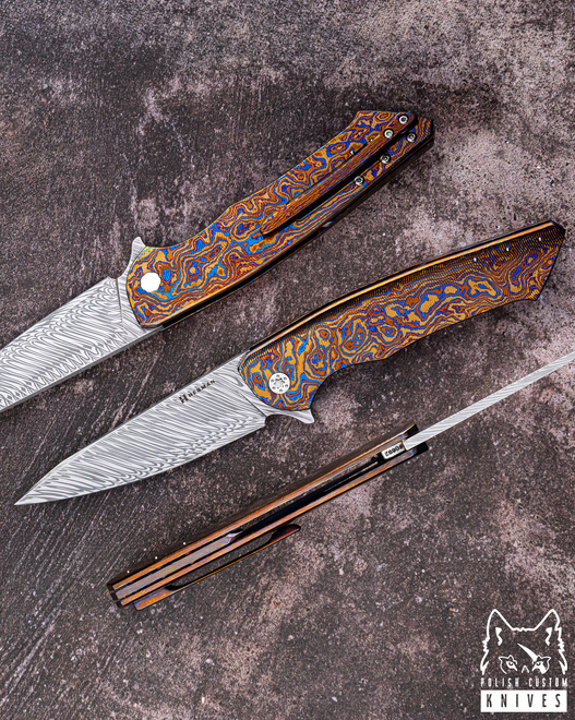 FOLIDNG KNIFE FOLDER SLIM #0692 DAMASTEEL TIMASCUS FULL DRESS HERMAN KNIVES