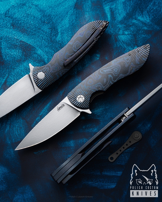 FOLDING KNIFE FOLDER MICRO STING 4 BLACK TIMASCUS ALLEIMA HERMAN KNIVES