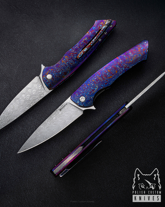 FOLDING KNIFE FOLDER SLIM #0486 TIMASCUS DAMASTEEL FULL DRESS HERMAN KNIVES