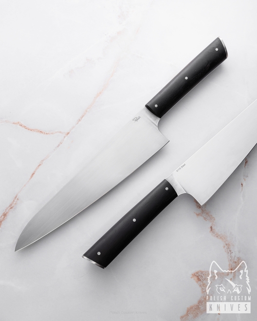 KITCHEN KNIFE CHEF 210 34 D2 K110 BLACK STABILIZED HORNBEAM PABIS KNIVES