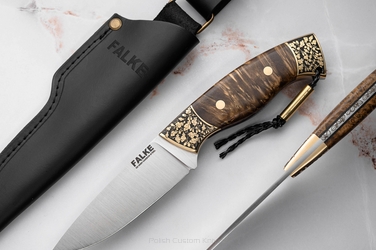 HUNTING KNIFE HUNTER INDIVIDUAL H334 D2 MAPLE BURL FALKE KNIVES