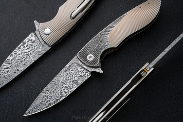 FOLDING KNIFE FOLDER STING #0915 DAMASTEEL HALF DRESS HERMAN KNIVES