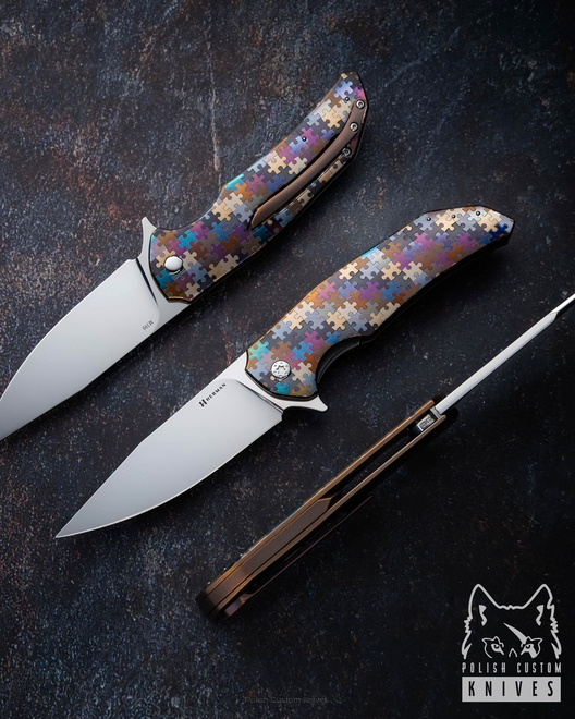 FOLDING KNIFE FOLDER DRAGONFLY #0383 M390 PUZZLE HERMAN KNIVES
