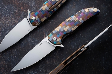 FOLDING KNIFE FOLDER DRAGONFLY #0383 M390 PUZZLE HERMAN KNIVES