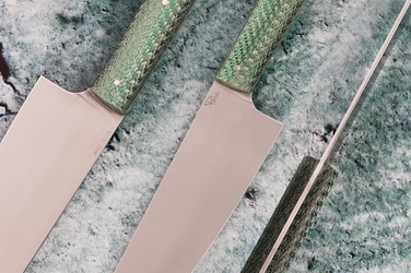 KITCHEN KNIFE SANTOKU 180 50 M390 GREEN TWILL PABIŚ KNIVES