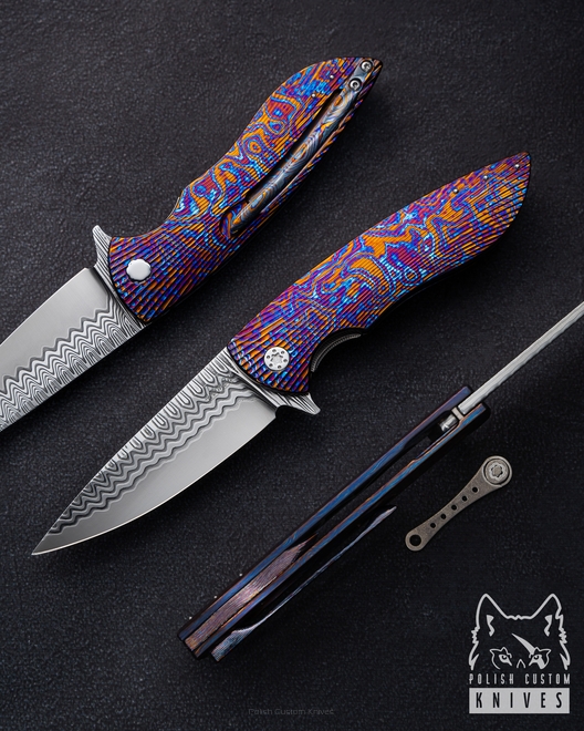 FOLDING KNIFE FOLDER STING 24 TIMASCUS DAMACORE FULL DRESS HERMAN KNIVES