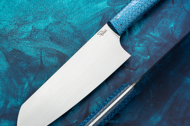 KITCHEN KNIFE SANTOKU FULTANG 180 6 M390 BLUE TWILL PABIŚ