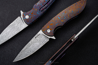 FOLDING KNIFE FOLDER STING #0720 TIMASCUS DAMASTEEL FULL DRESS HERMAN KNIVES