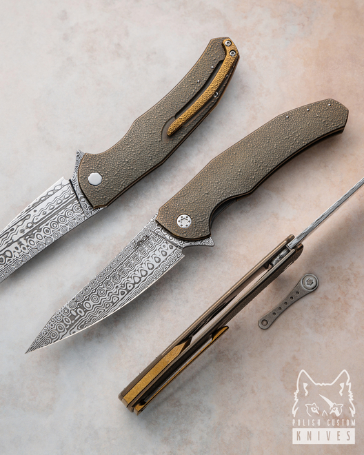 FOLDING KNIFE FOLDER ISHTAR 249 DAMASTEEL HERMAN KNIVES