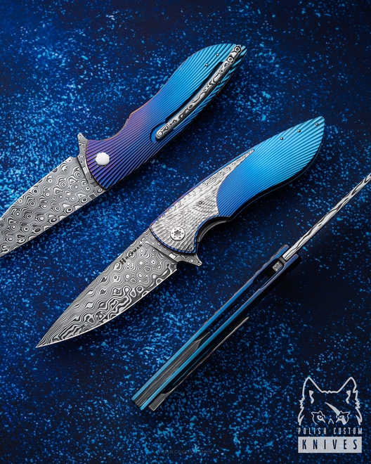 FOLDING KNIFE FOLDER STING #0926 DAMASTEEL HALF DRESS HERMAN KNIVES