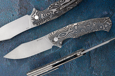 FOLDING KNIFE FOLDER MANTIS #0468 M398 NEBULA RIPPLE HERMAN KNIVES