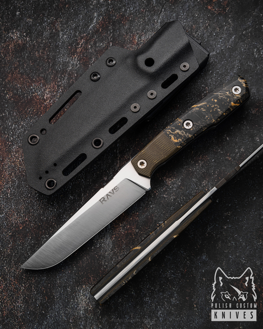 TACTICAL HUNTING KNIFE ZX1322 1 N690 STABILIZED WOOD MICARTA RAVS