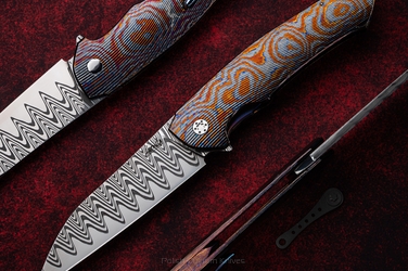 FOLDING KNIFE FOLDER OVIUM v2 1 BLACK TIMASCUS FULL DRESS HERMAN KNIVES