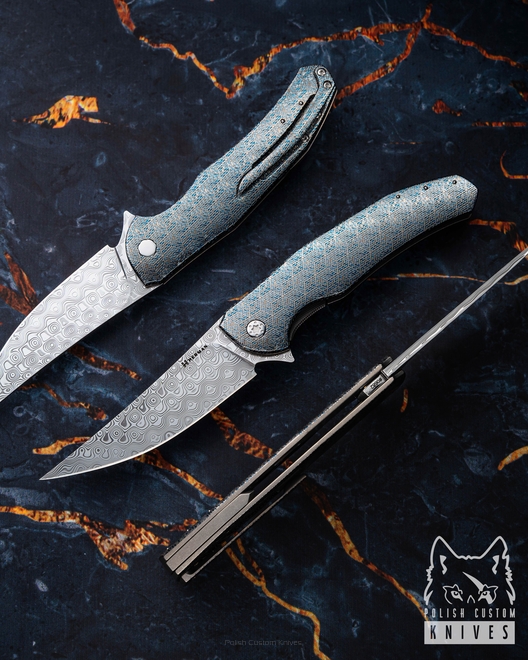 FOLDING KNIFE FOLDER ISHTAR #0682 DAMASTEEL TESSERACT HERMAN KNIVES