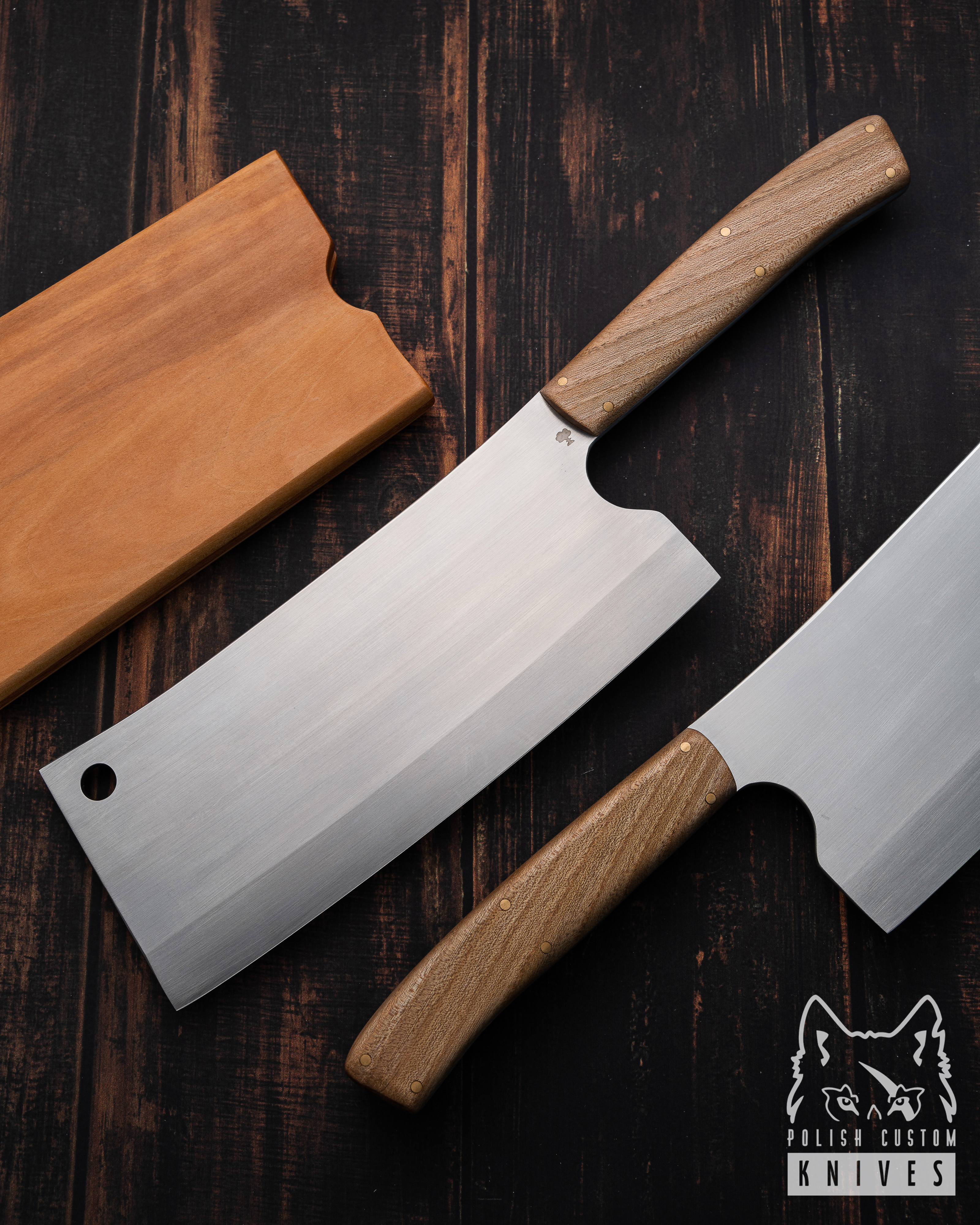 CCK Cleaver with stabilized walnut and curly maple handle  Kitchen knives,  Handcrafted knife, Kitchen knives handmade