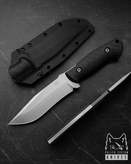 TACTICAL HUNTING KNIFE PROTEUS 2 ELMAX CARBON FIBER KD KNIVES