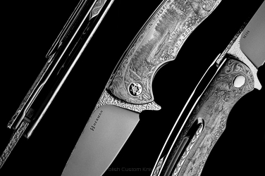 FOLDING KNIFE FOLDER STING #0795  M398 "SONG OF THE CAPERCAILLIE"  ( C0002 ) ENGRAVED BYMALBA HERMAN KNIVES