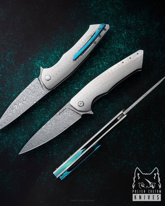 FOLDING KNIFE FOLDER SLIM #0509 DAMASTEEL FULL DRESS HERMAN KNIVES