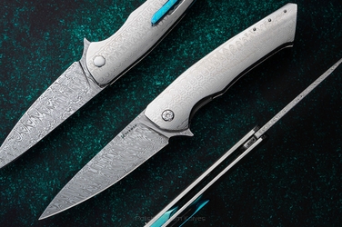 FOLDING KNIFE FOLDER SLIM #0509 DAMASTEEL FULL DRESS HERMAN KNIVES
