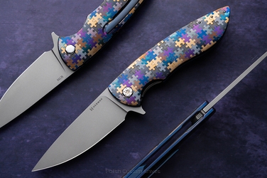 FOLDING KNIFE FOLDER STING #0876 M390 PUZZLE HERMAN KNIVES
