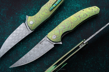 FOLDING KNIFE FOLDER ISHTAR #0680 DAMASTEEL TIMASCUS FULL DRESS HERMAN KNIVES